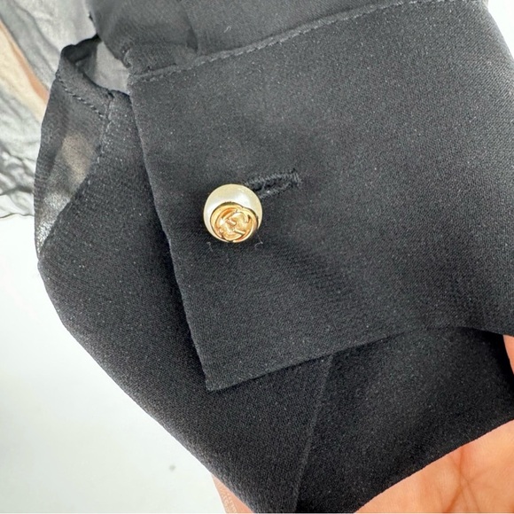 Gucci silk Sheer Black Blouse with Cream/pink  Ruffles - Picture 6 of 10